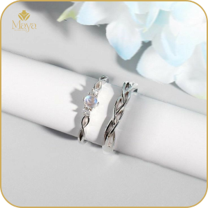 nhẫn bạc đính đá xanh